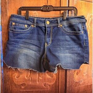 Women's Seven7 Blue Jean Shorts Size 14 Cut Off Raw Hem Denim C6